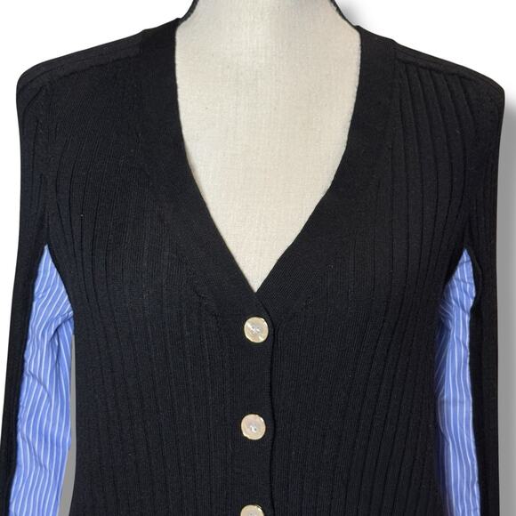 Veronica Beard Dalya Merino Wool Cardigan Sweater Black Size M Classic Luxury - Picture 1 of 11